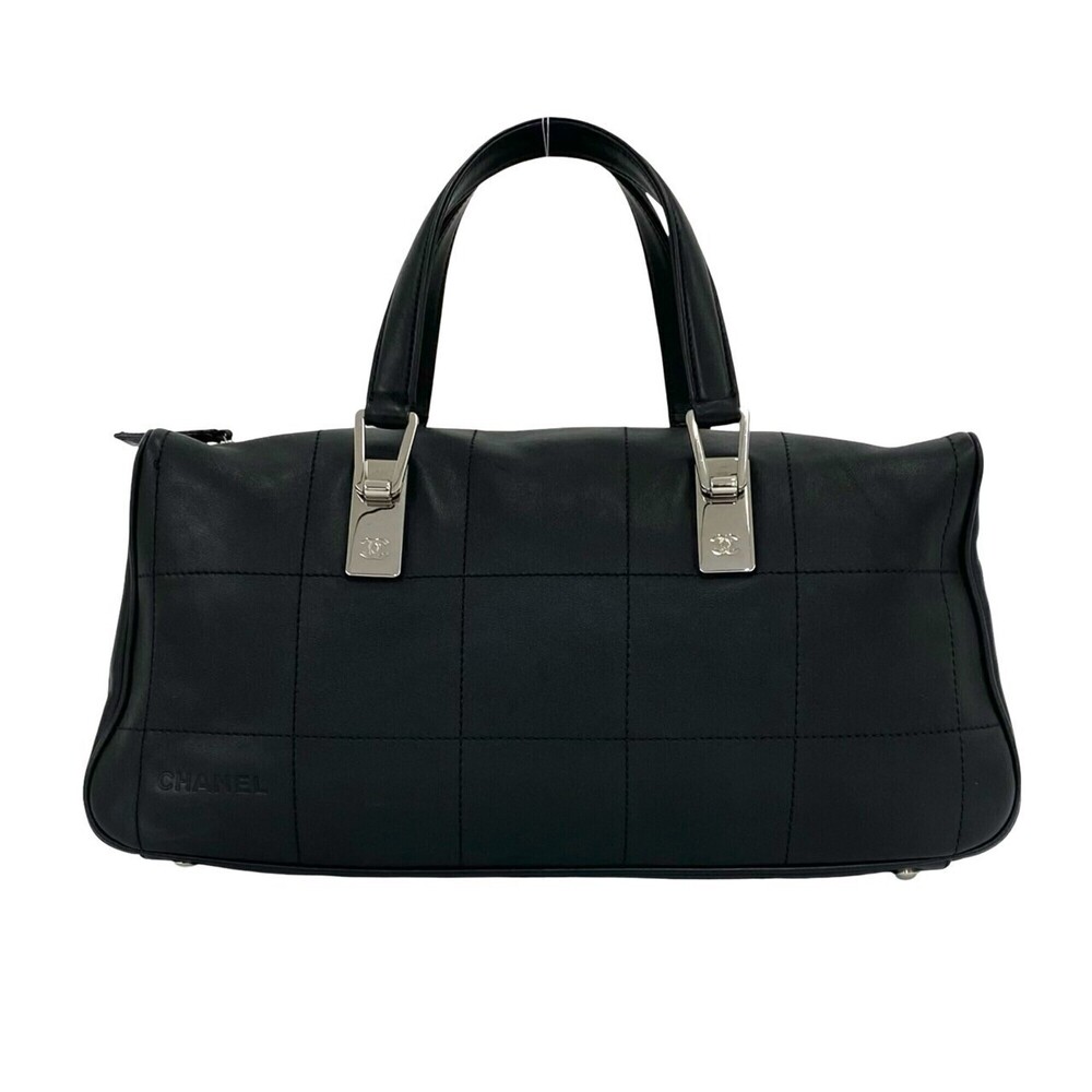 CHANEL Chanel Chocolate Bar Coco Mark Leather Genuine Handbag Mini Boston Bag...